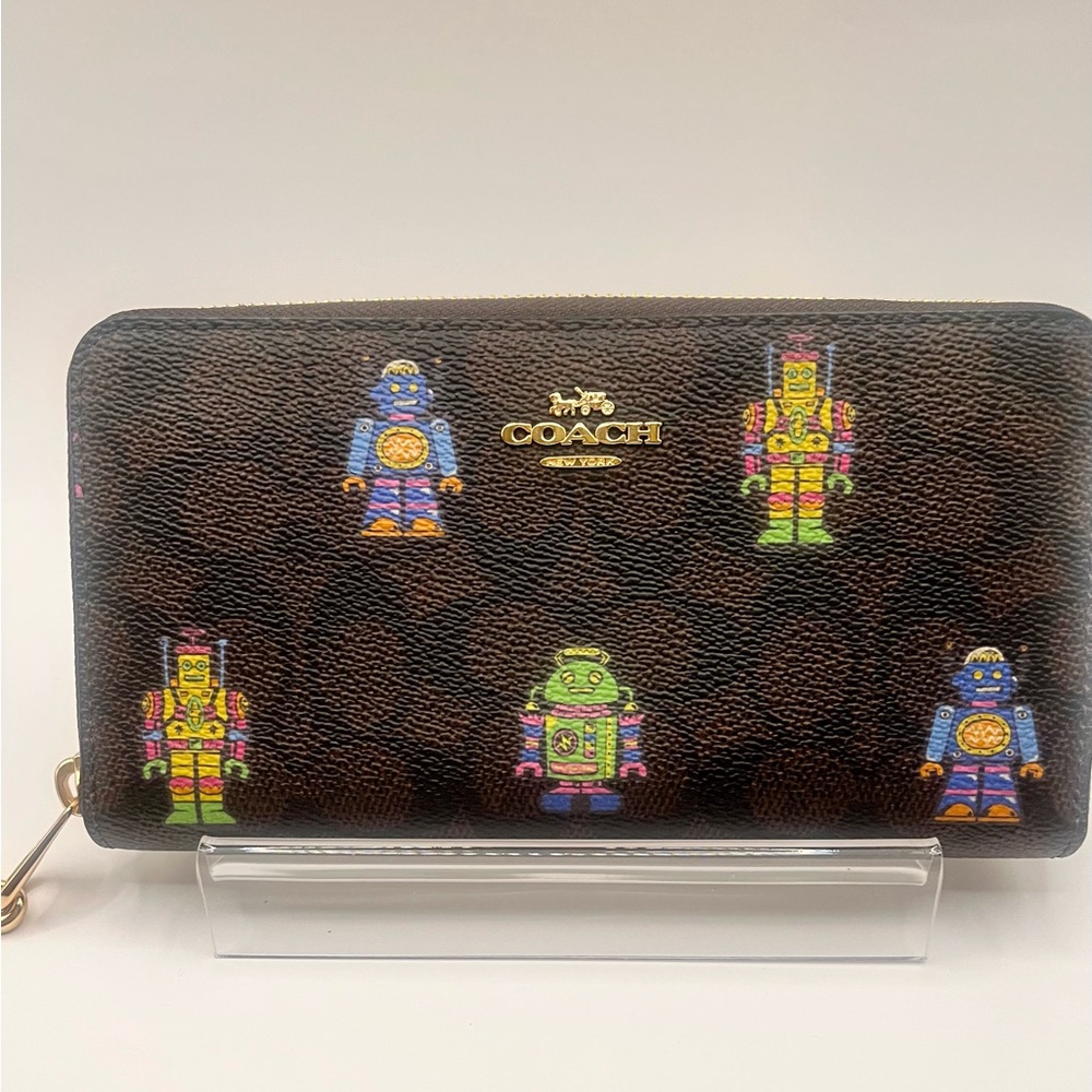 COACH *LIMITED EDITION* Cosmic Iconic Walnut Brown Zip-Around Long Wallet 🤖 NWT